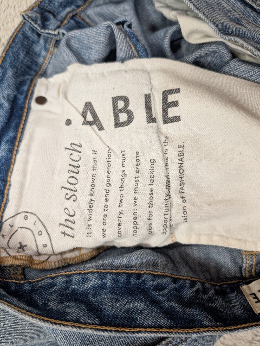Able Jeans Womens 28 Blue Slouch Low Rise Cropped Baggy Cotton Blend Casual - Picture 7 of 10